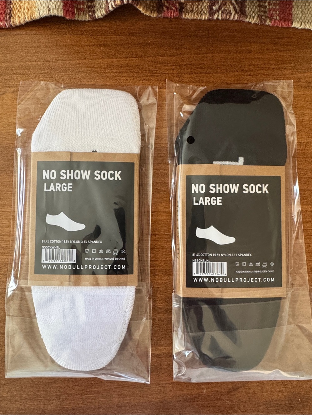 NOBULL No-Show Socks — White and Black (Large, 2 Pack)